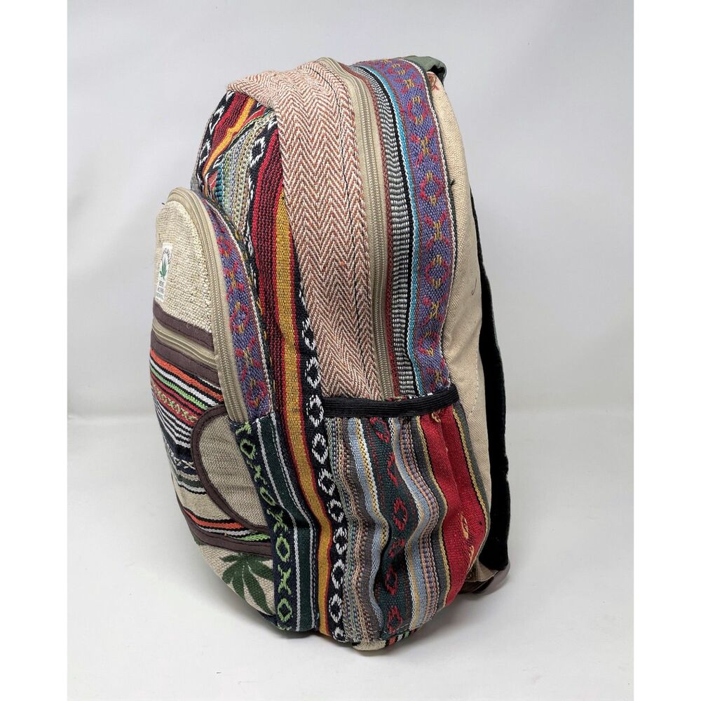 Unique Design100% Himalaya Hemp Backpack multi Pockets (THC FREE) Handmade Nepal - Picture 6 of 8